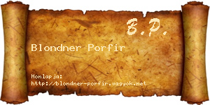 Blondner Porfir névjegykártya